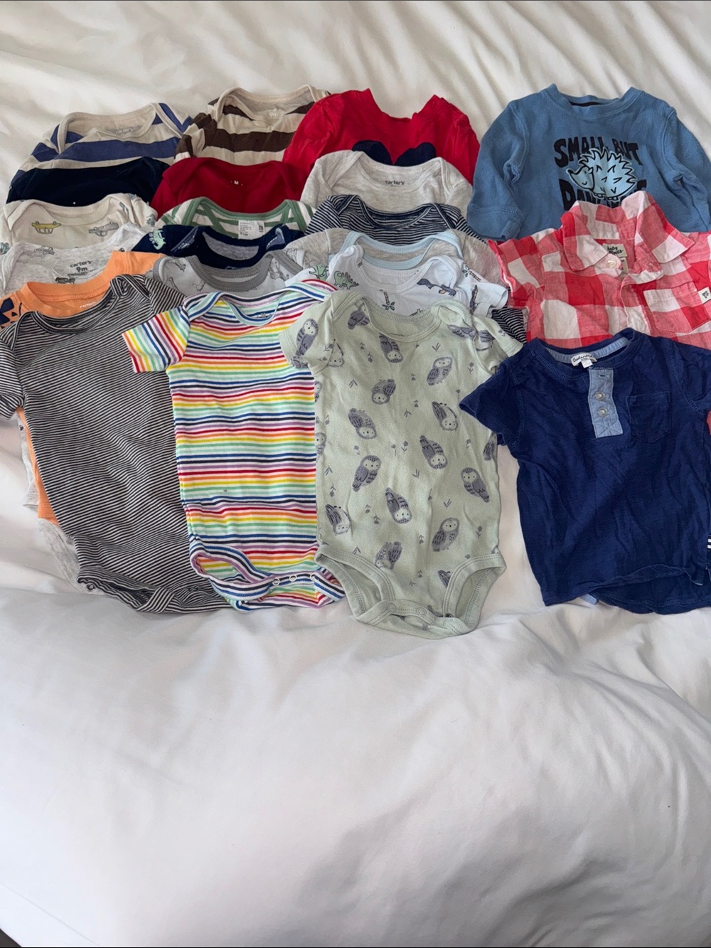 22 pieces Bundle Baby boy  Mixed Onesie 9 long sleeve 10 short  & Tee Bundle